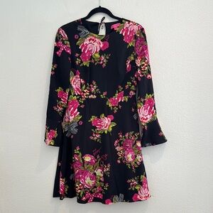 Betsy Johnson - 50th Anniversary Floral Dress - Black, Pink, Green - Size 4